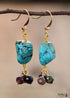 Boho Earrings, Dangle Earrings, Tourmaline and Blue Turquoise